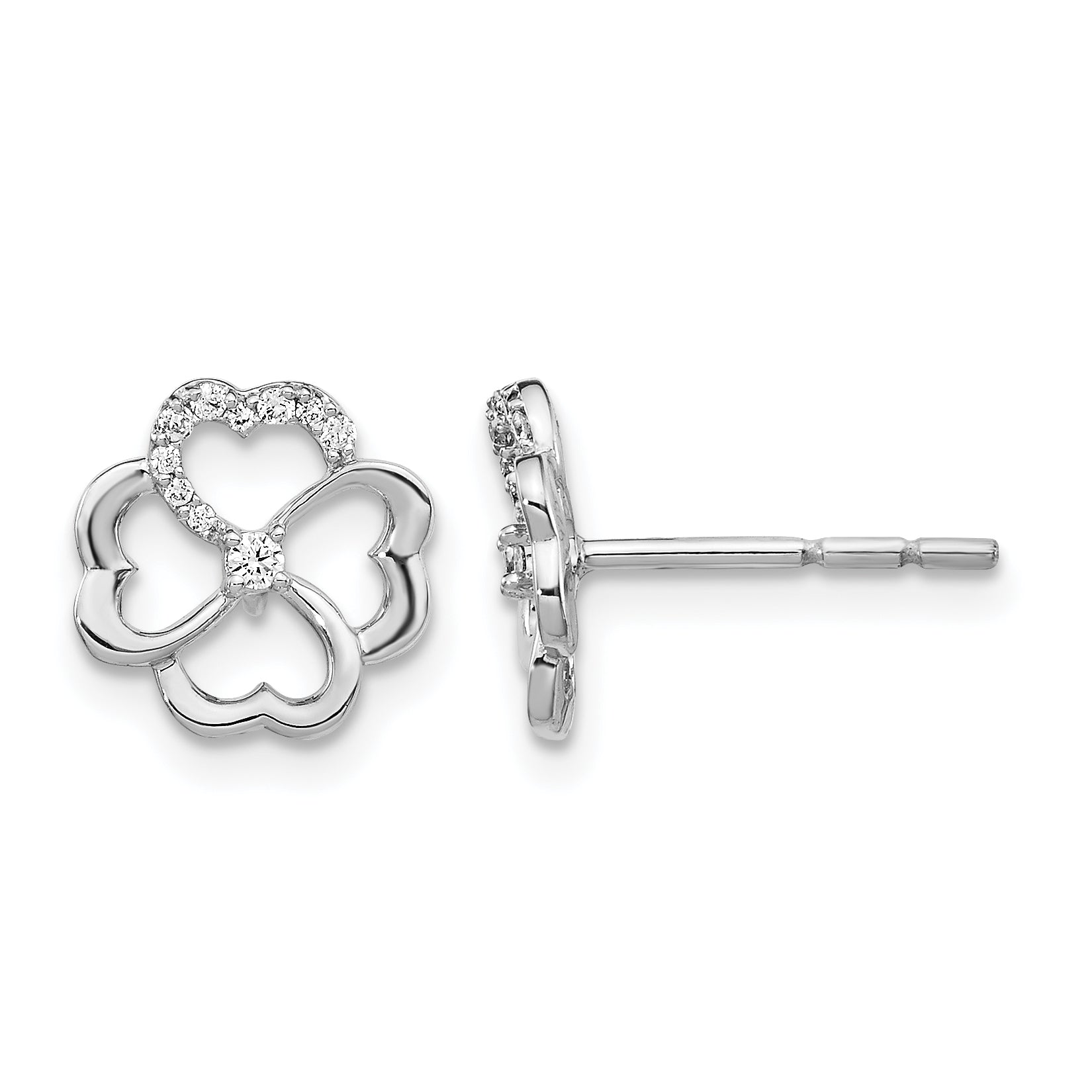 14k White Gold Diamond Fancy Clover Earrings Main image
