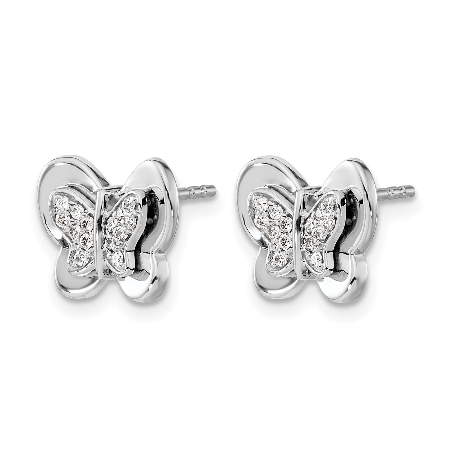 14k White Gold Diamond Butterfly Earrings Secondary image