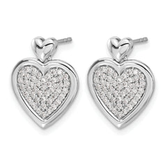 14k White Gold Diamond Fancy Heart Post Earrings