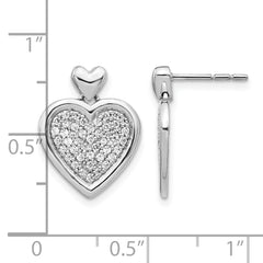 14k White Gold Diamond Fancy Heart Post Earrings