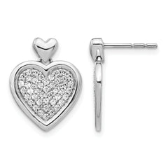 14k White Gold Diamond Fancy Heart Post Earrings