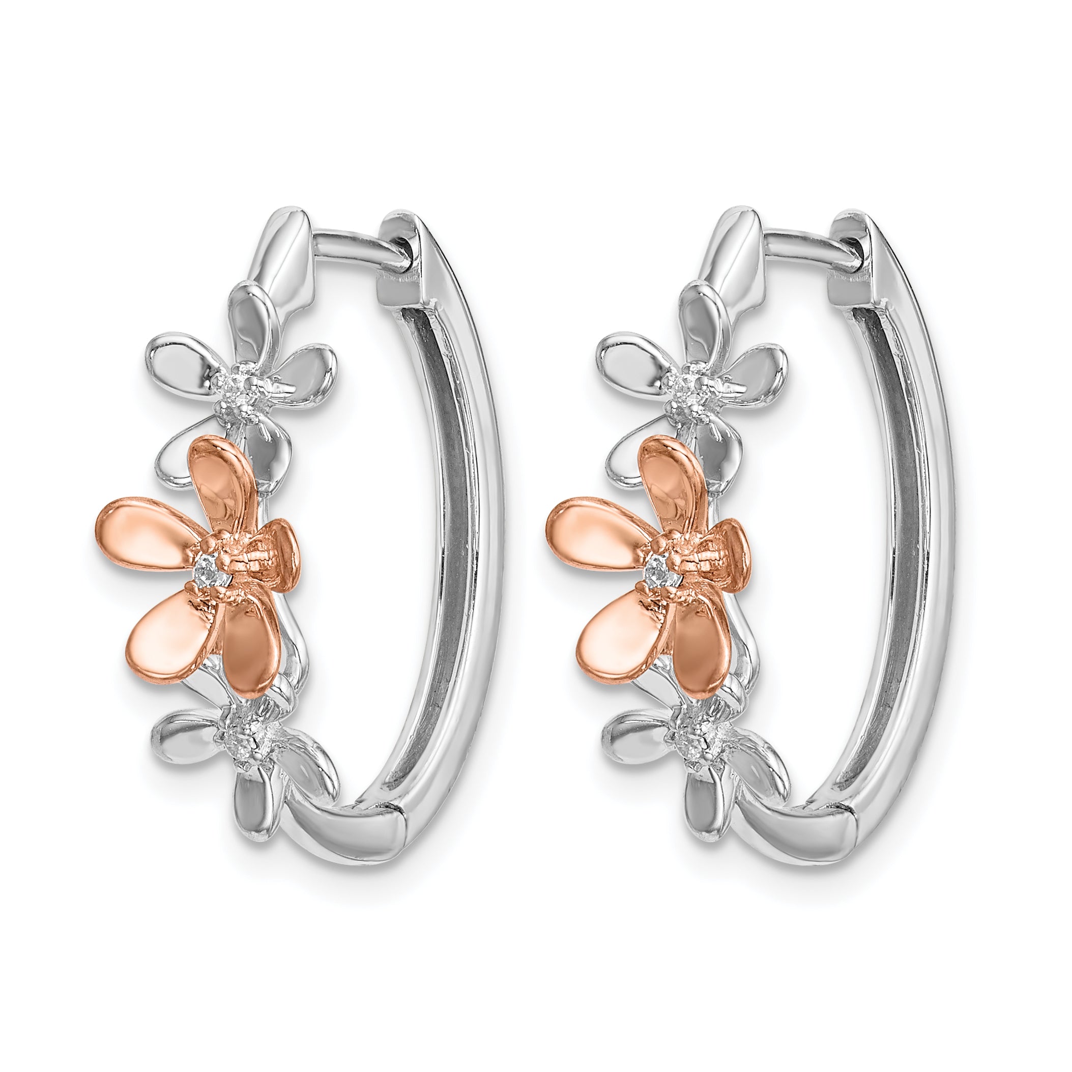 14k Rose and White Gold Diamond Earrings Secondary image