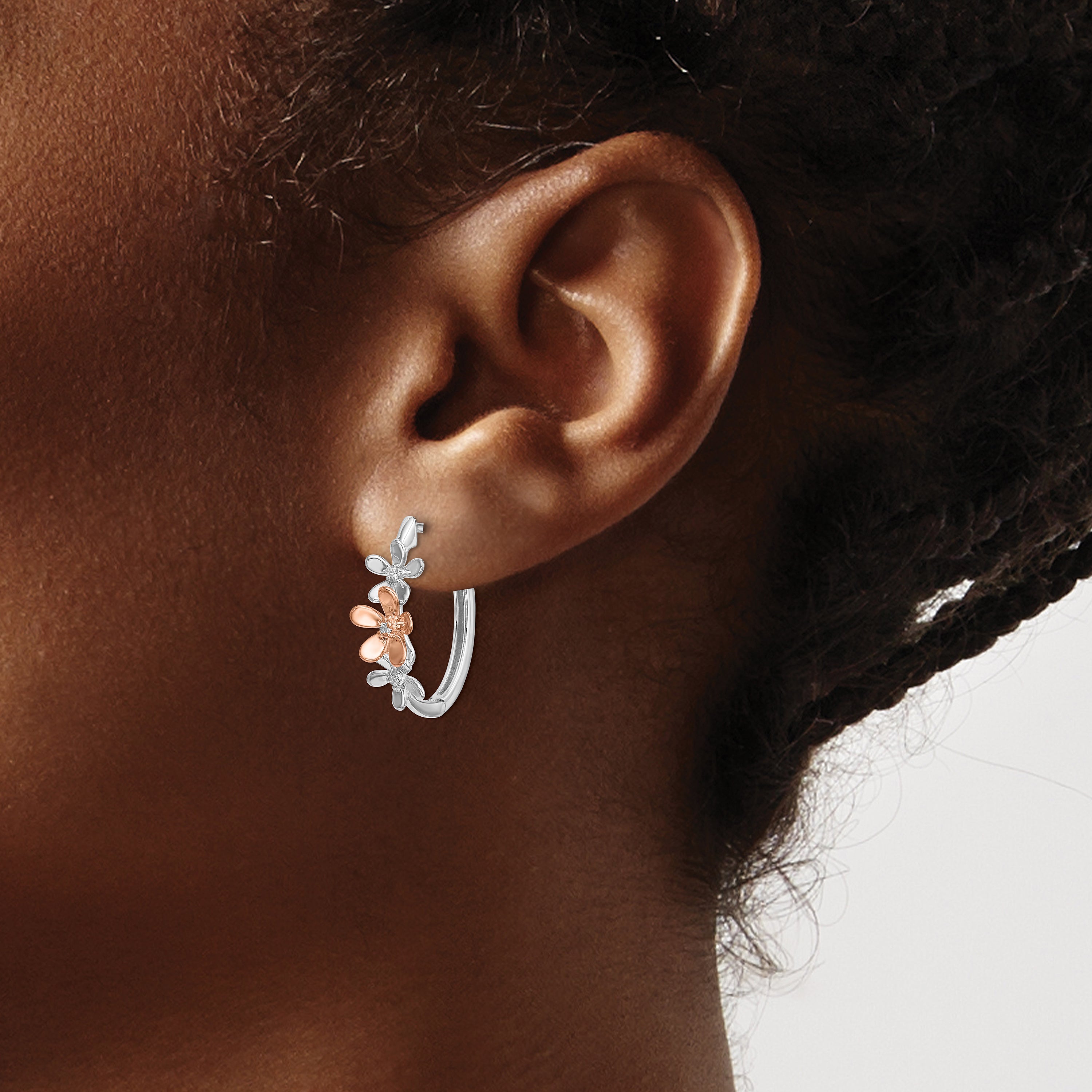 14k Rose and White Gold Diamond Earrings
