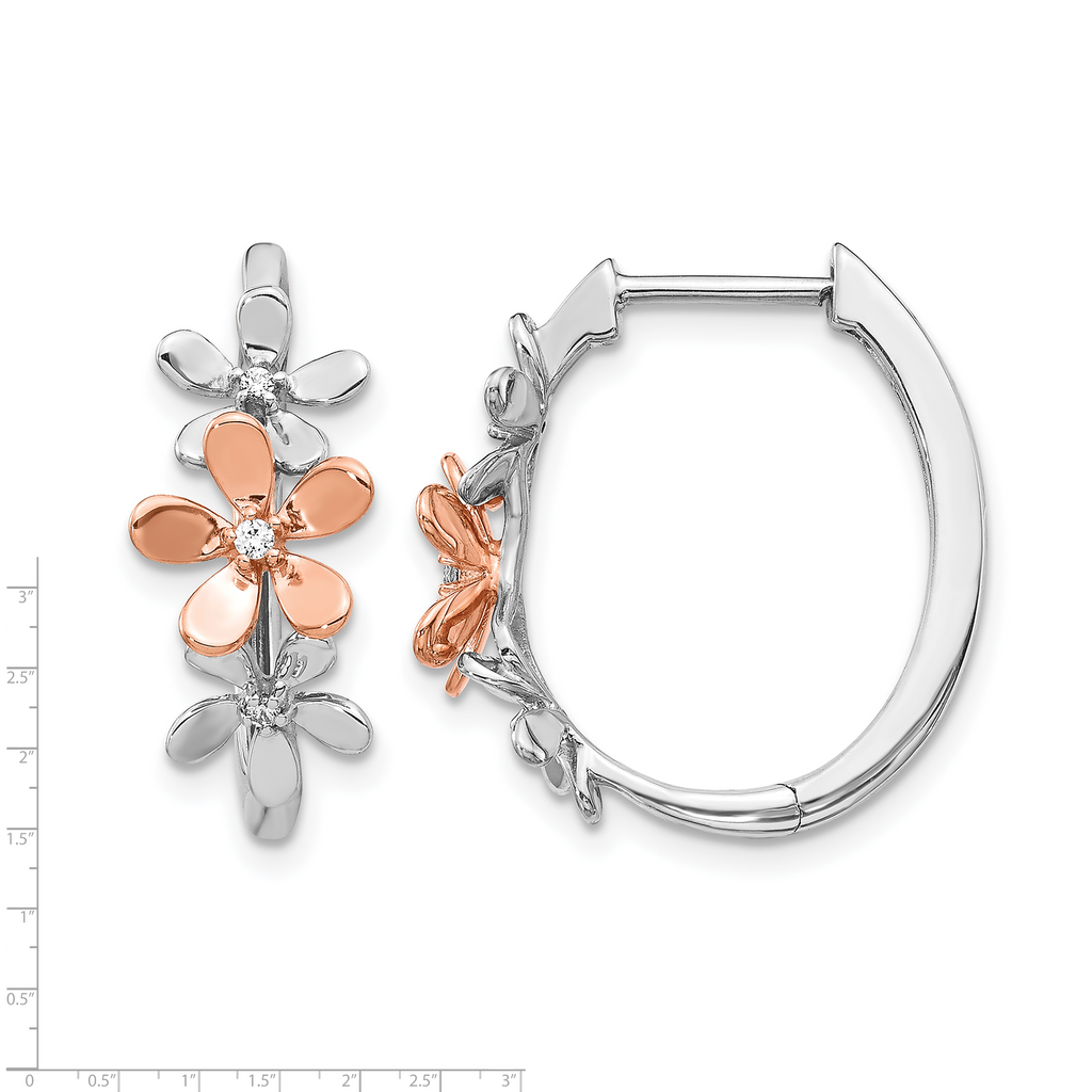 14k Rose and White Gold Diamond Earrings