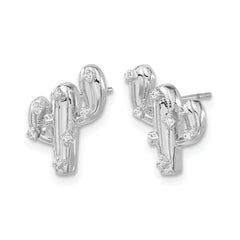 14k White Gold Diamond Cactus Earrings