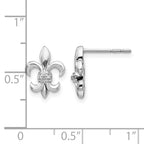 14k White Gold Diamond Fleur de Lis Post Earrings