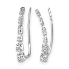 10k White Gold Diamond Graduated Ear Climber Earrings