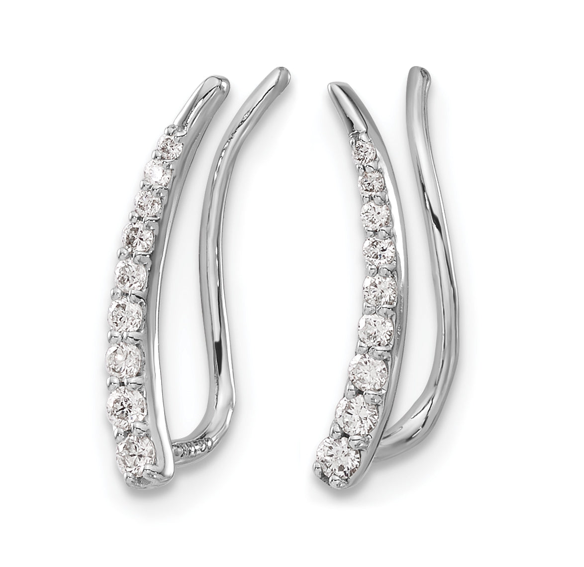 10k White Gold Diamond Ear Climber Earrings Secondary image