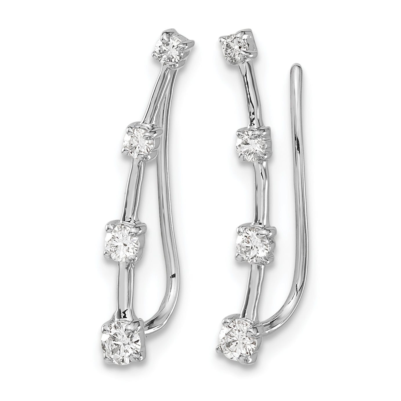 14k White Gold 1/3 carat Lab Grown Diamond VS/SI+ G+ Complete Ear Climber Secondary image