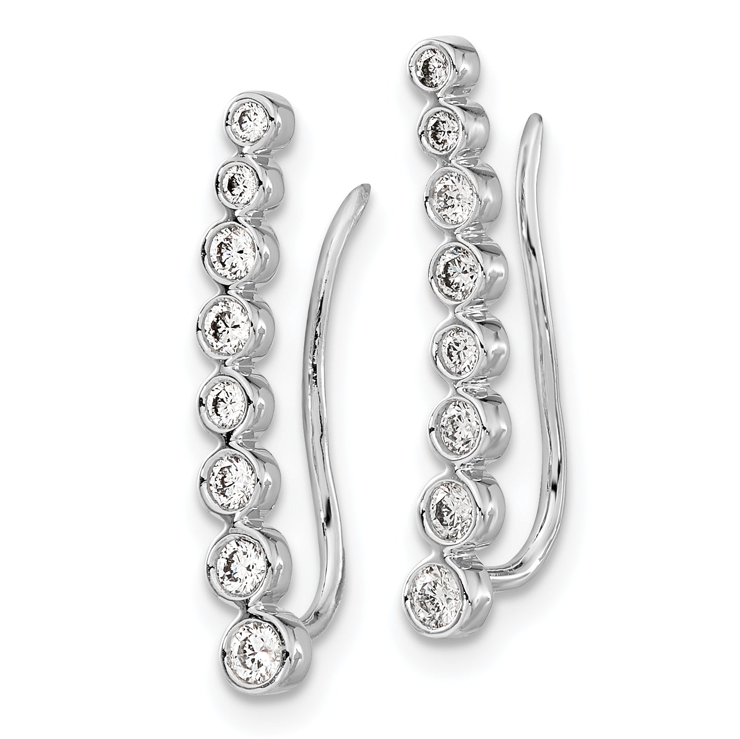 14k White Gold 3/8 carat Lab Grown Diamond VS/SI+ G+ Complete Ear Climber Secondary image