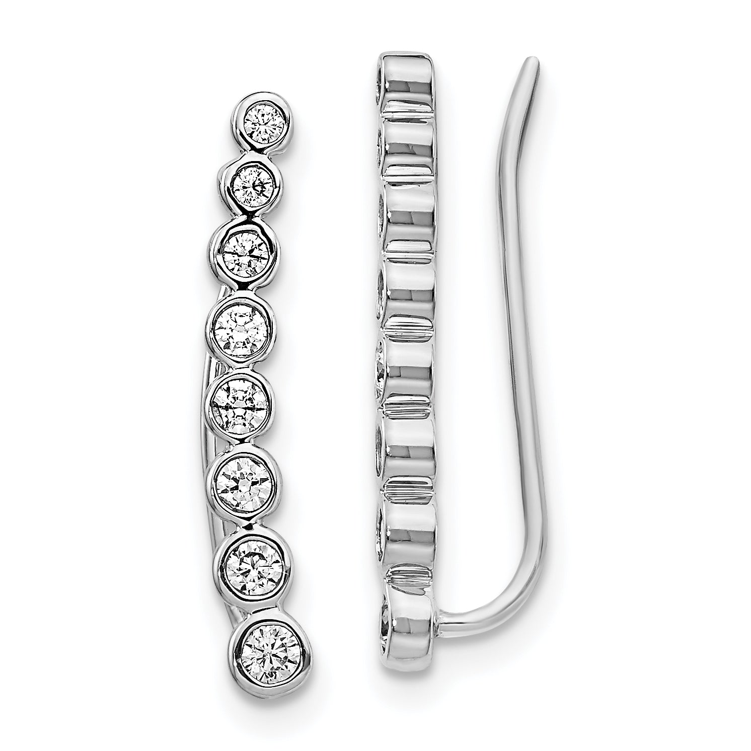 14k White Gold 3/8 carat Lab Grown Diamond VS/SI+ G+ Complete Ear Climber