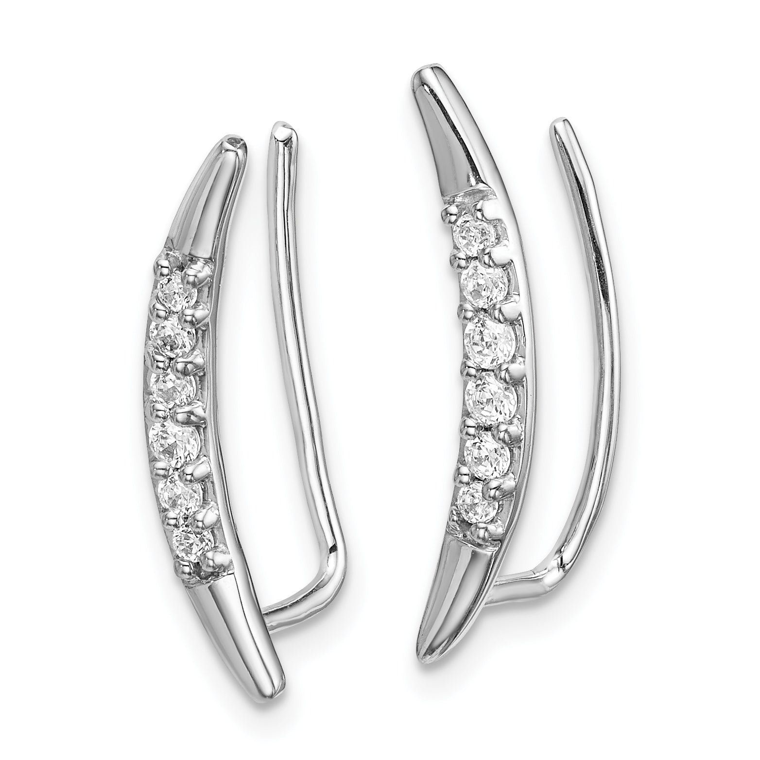 14k White Gold 1/5 carat Lab Grown Diamond VS/SI+ G+ Complete Ear Climber Secondary image