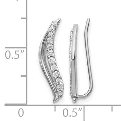 10k White Gold Diamond Wave Ear Climber Earrings