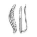 10k White Gold Diamond Wave Ear Climber Earrings