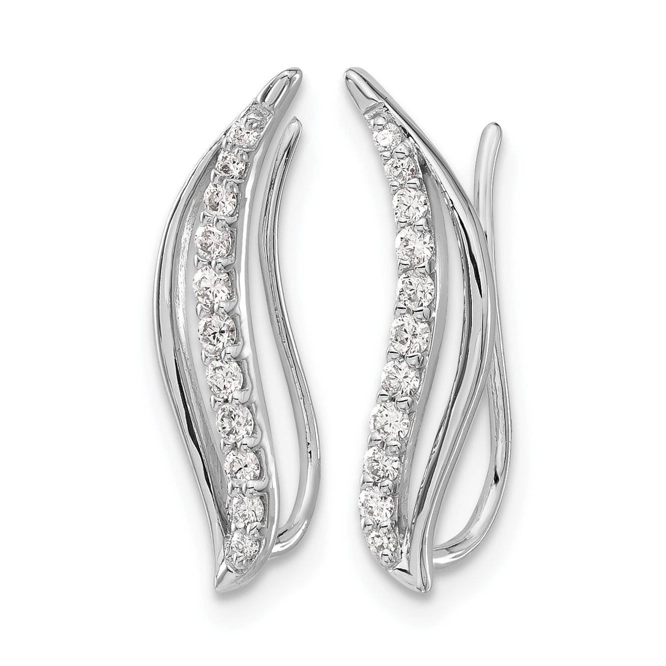 14k White Gold 1/4 carat Lab Grown Diamond VS/SI+ G+ Complete Ear Climber Secondary image