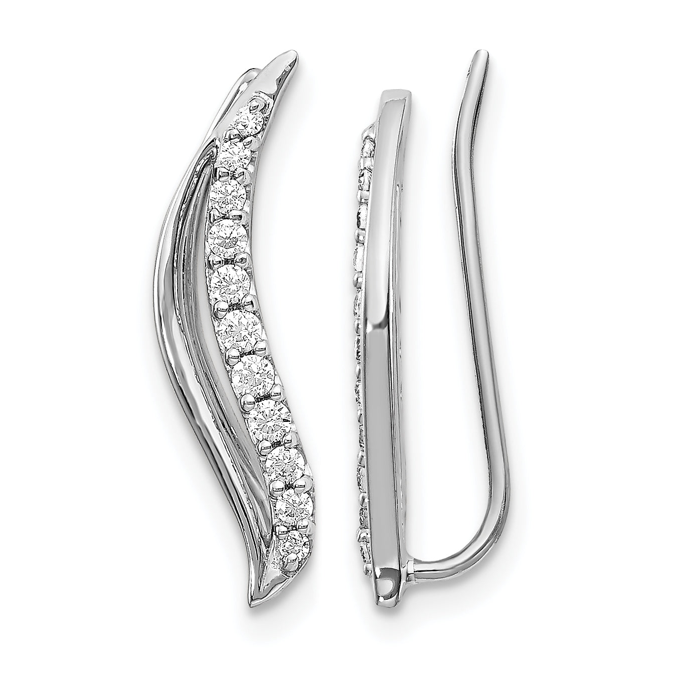 14k White Gold 1/4 carat Lab Grown Diamond VS/SI+ G+ Complete Ear Climber
