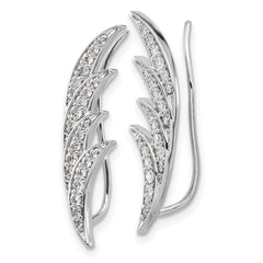 10k White Gold Diamond Ear Climber Earrings