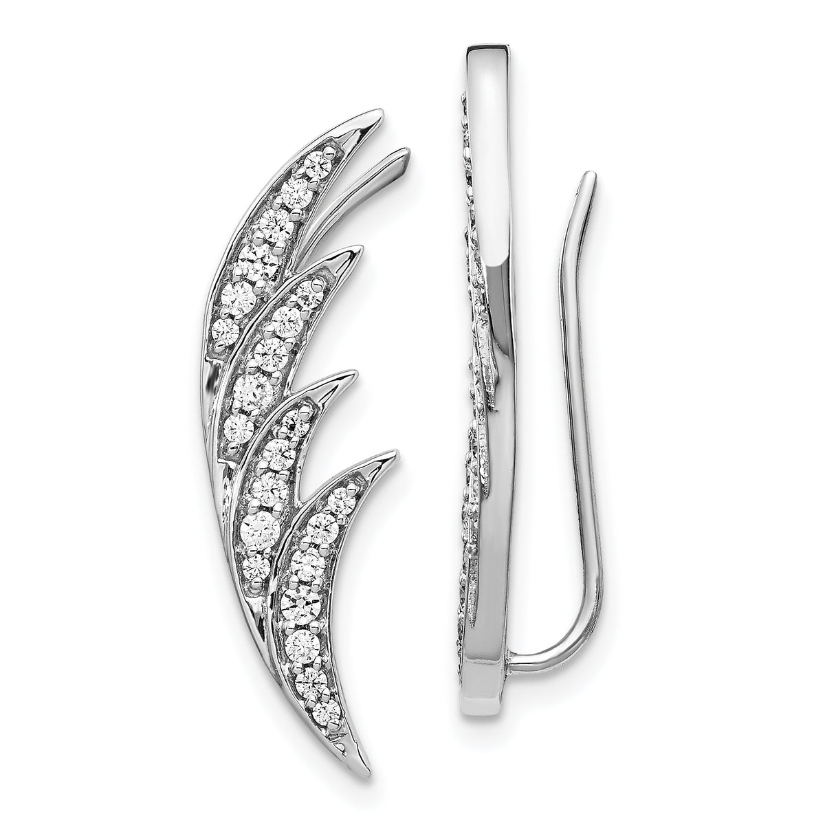 10k White Gold Diamond Ear Climber Earrings