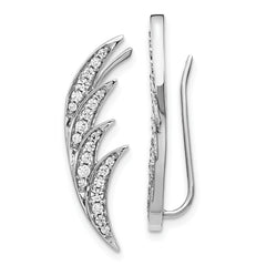 10k White Gold Diamond Ear Climber Earrings