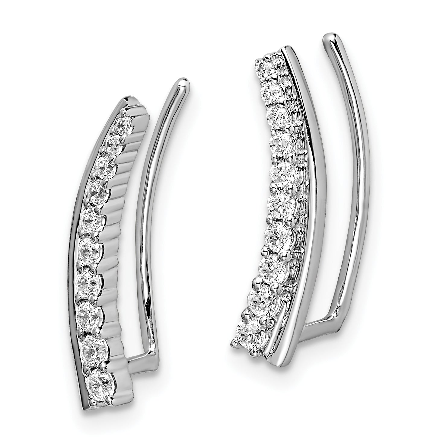 14k White Gold 1/3 carat Lab Grown Diamond VS/SI+ G+ Complete Ear Climber Earrings Secondary image