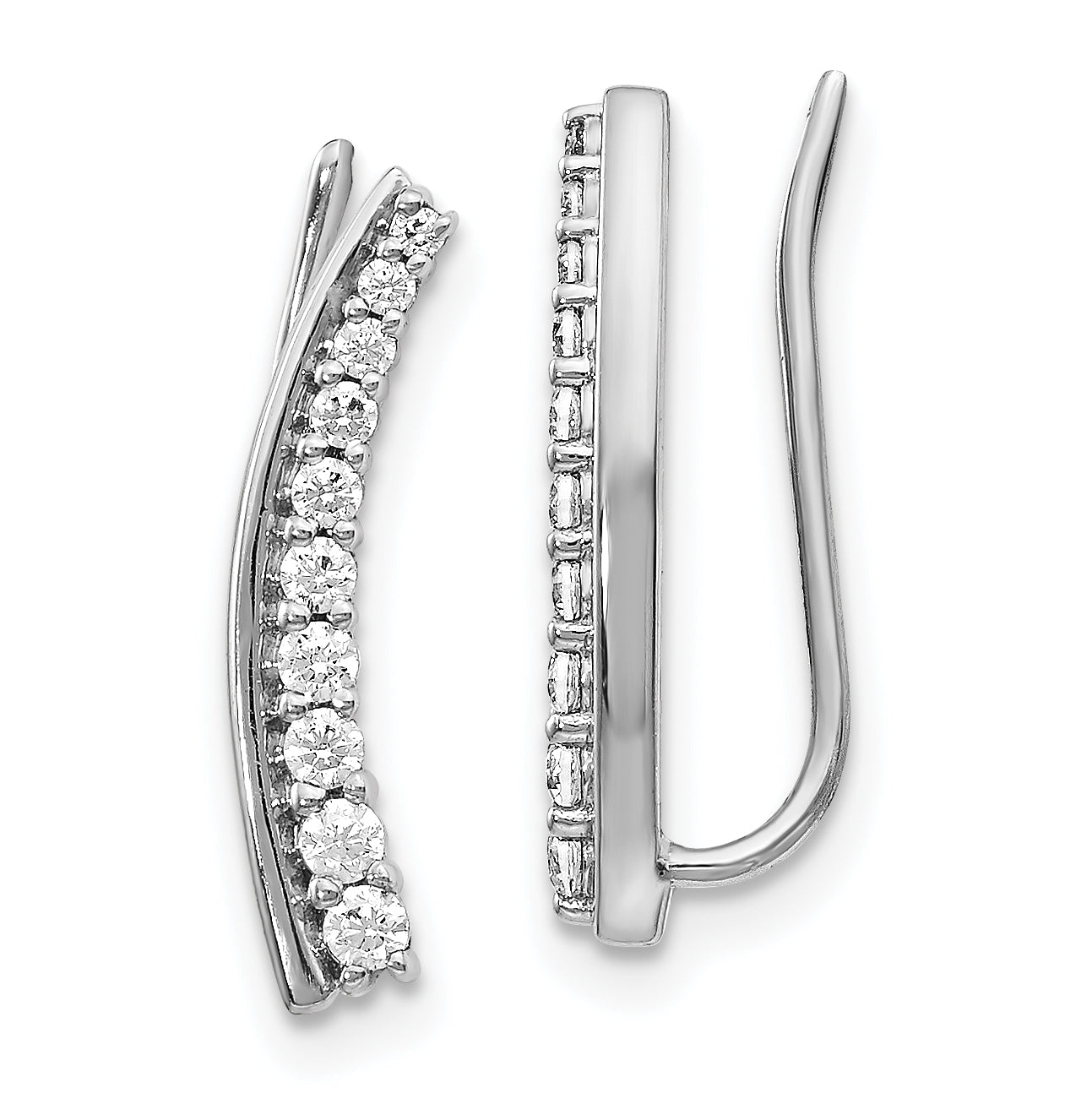 14k White Gold 1/3 carat Lab Grown Diamond VS/SI+ G+ Complete Ear Climber Earrings Main image