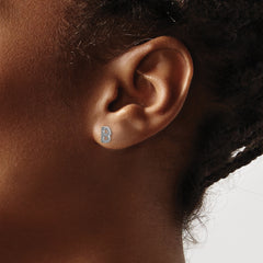 14K White Gold Lab Grown VS/SI+ G+ Dia Letter B Initial Post Earrings