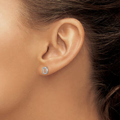 14K White Gold Lab Grown VS/SI+ G+ Dia Letter D Initial Post Earrings
