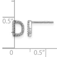 14K White Gold Lab Grown VS/SI+ G+ Dia Letter D Initial Post Earrings