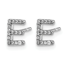14K White Gold Lab Grown VS/SI+ G+ Dia Letter E Initial Post Earrings