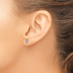 14K White Gold Lab Grown VS/SI+ G+ Dia Letter E Initial Post Earrings
