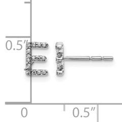 14K White Gold Lab Grown VS/SI+ G+ Dia Letter E Initial Post Earrings