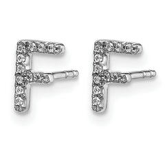 14K White Gold Lab Grown VS/SI+ G+ Dia Letter F Initial Post Earrings
