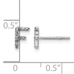 14K White Gold Lab Grown VS/SI+ G+ Dia Letter F Initial Post Earrings