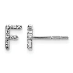 14K White Gold Lab Grown VS/SI+ G+ Dia Letter F Initial Post Earrings