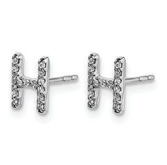 14K White Gold Lab Grown VS/SI+ G+ Dia Letter Hnitial Post Earrings