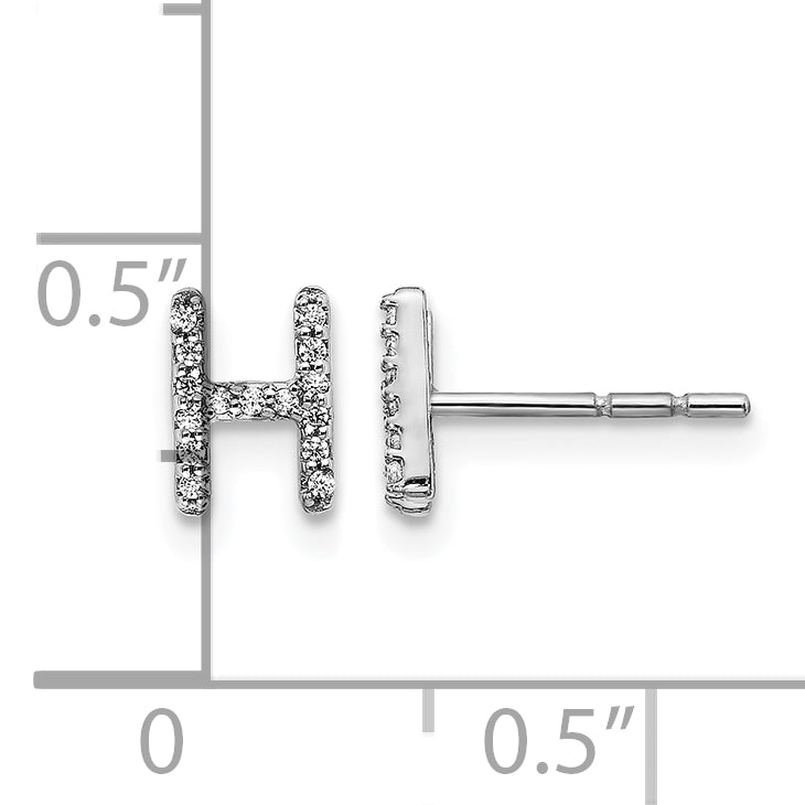14K White Gold Lab Grown VS/SI+ G+ Dia Letter Hnitial Post Earrings
