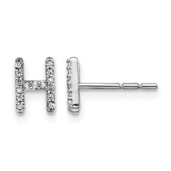 14K White Gold Lab Grown VS/SI+ G+ Dia Letter Hnitial Post Earrings