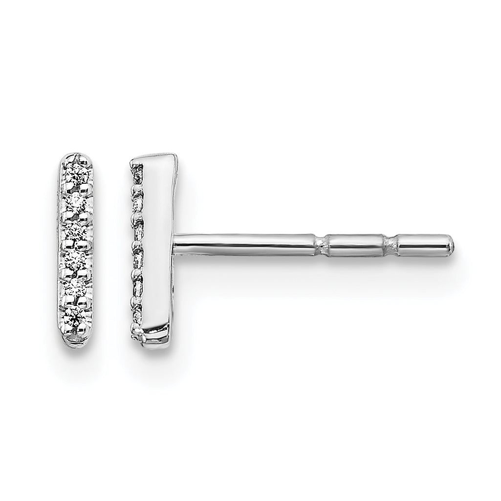 14K White Gold Lab Grown VS/SI+ G+ Dia Letter I Initial Post Earrings