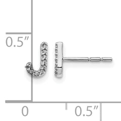 14K White Gold Lab Grown VS/SI+ G+ Dia Letter J Initial Post Earrings