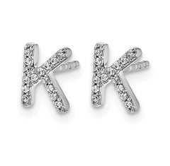 14K White Gold Lab Grown VS/SI+ G+ Dia Letter K Initial Post Earrings