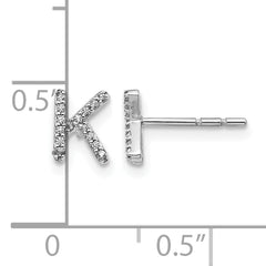 14K White Gold Lab Grown VS/SI+ G+ Dia Letter K Initial Post Earrings