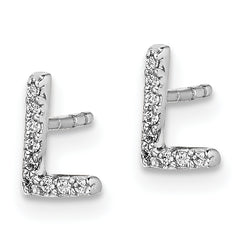 14K White Gold Lab Grown VS/SI+ G+ Dia Letter L Initial Post Earrings