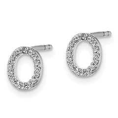 14K White Gold Lab Grown VS/SI+ G+ Dia Letter O Initial Post Earrings