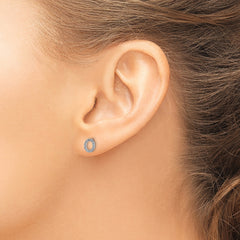14K White Gold Lab Grown VS/SI+ G+ Dia Letter O Initial Post Earrings