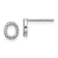 14K White Gold Lab Grown VS/SI+ G+ Dia Letter O Initial Post Earrings