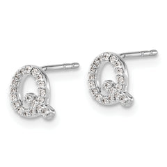 14K White Gold Lab Grown VS/SI+ G+ Dia Letter Q Initial Post Earrings