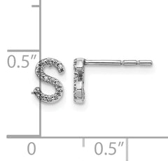 14K White Gold Lab Grown VS/SI+ G+ Dia Letter S Initial Post Earrings
