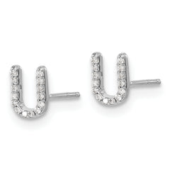 14K White Gold Lab Grown VS/SI+ G+ Dia Letter U Initial Post Earrings