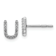 14K White Gold Lab Grown VS/SI+ G+ Dia Letter U Initial Post Earrings