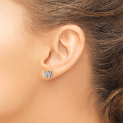 14K White Gold Lab Grown VS/SI+ G+ Dia Letter W Initial Post Earrings